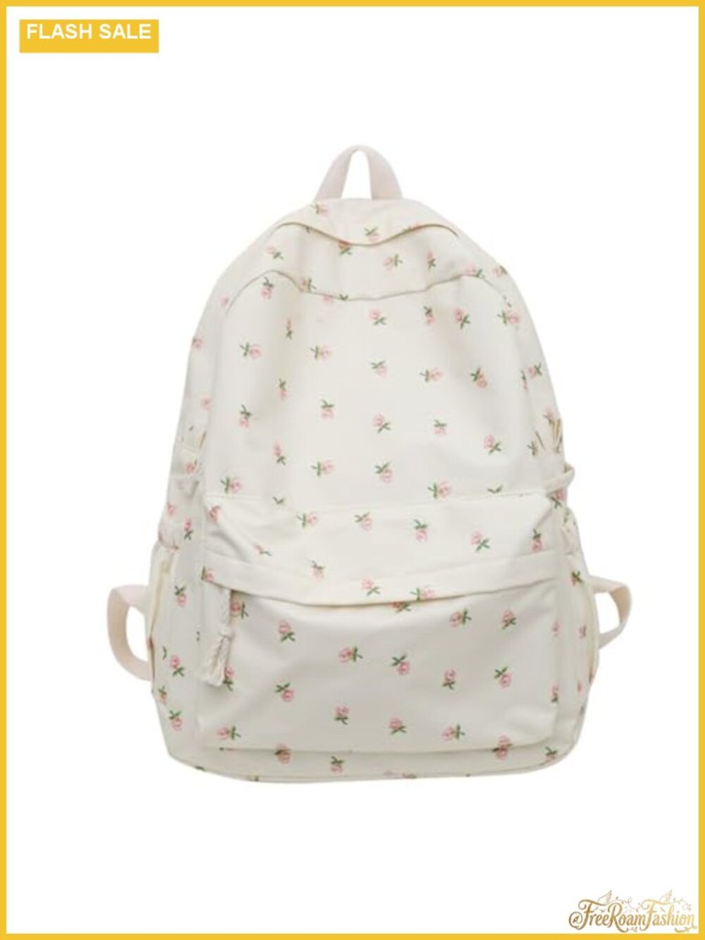 Waterproof Floral Canvas Backpack Women Fashion Rucksack Daypack Multi-Pocket